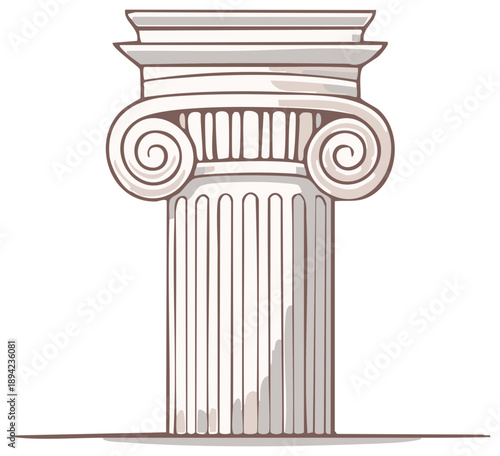 Ancient Greek Column Illustration Vector Ornament Architectural Element