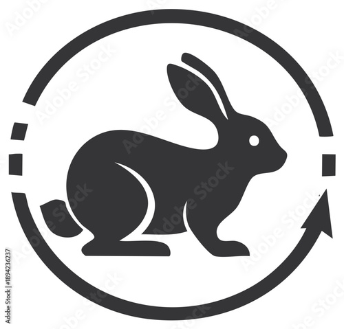 Cruelty free symbol with a rabbit inside a circle and arrow indicating no animal testing