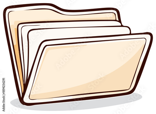 Open Folder Illustration with Multiple Documents Files for Storage and Organization