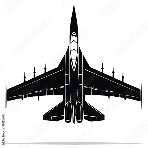 Modern Jet Fighter Aircraft Silhouette Top View