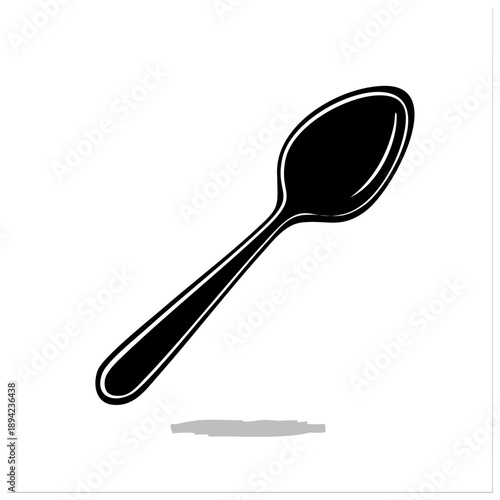 Elegant Kitchen Spoon Isolated Design Utensil for Eating and Serving Food Simple Monochrome Icon Isolated on White Background