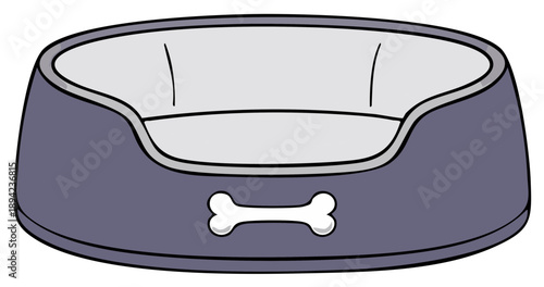 Cozy cartoon pet bed illustration with bone design comfortable animal sleeping accessory