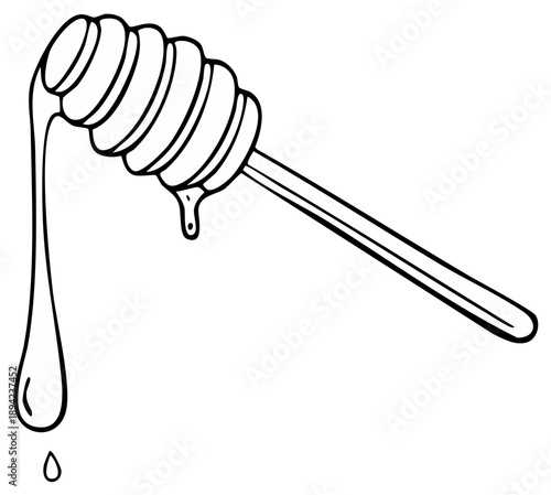 Honey dipper with dripping sweet liquid, illustration