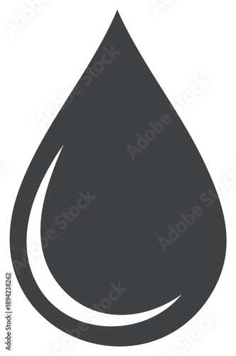 Dark gray water drop symbol with a white curved highlight representing purity and freshness