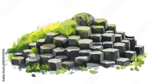 Giants Causeway. Giants Causeway watercolor vector illustration