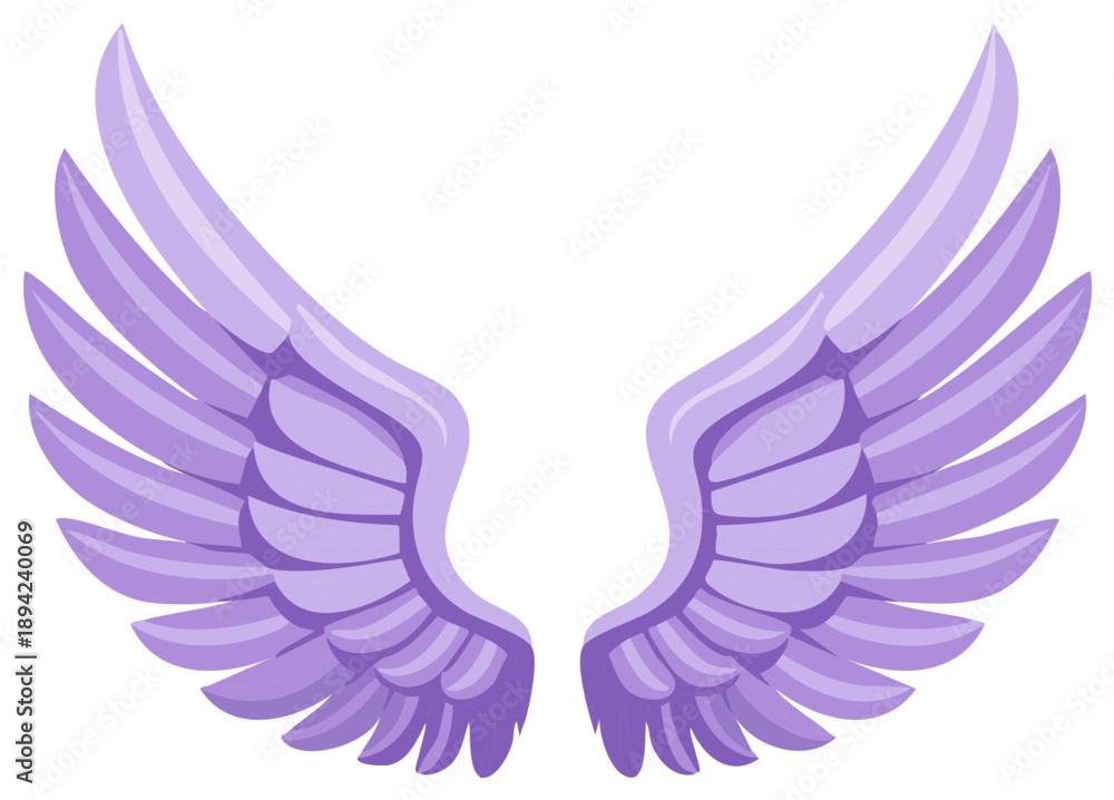 Obraz premium Elegant purple angelic wings illustration for fantasy and spiritual concepts
