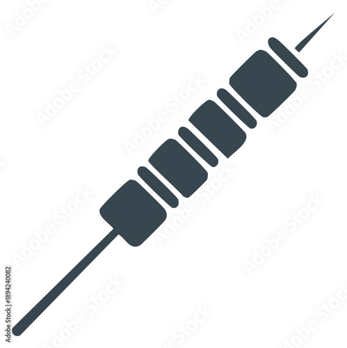 Simple shish kebab icon with grilled meat and vegetables on a skewer vector glyph