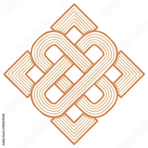 Abstract Celtic knot design with geometric diamond shaped decorative elements