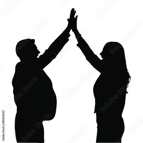 Silhouette of a man and woman couple dancing vector illustration