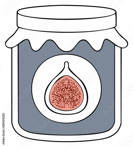 Fig Jam Jar Illustration Preserves Sweet Fruit Flavor Food Product