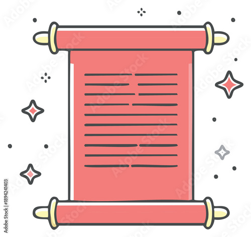 Ancient Scroll with Text and Stars Magic Concept Illustration
