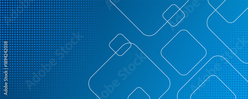 Minimal geometric background. Dynamic blue shapes composition with white lines. Abstract background modern hipster futuristic graphic.
