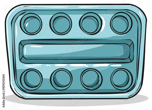 Illustration of an empty blue plastic container tray for food packaging