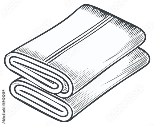 Folded Textile Item Hatchwork Style Illustration for Design Project