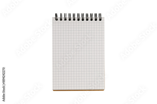 Open spiral notepad with clean white pages and kraft cover isolated on background. Ideal mockup for school supplies, office stationery, or planner design concepts.