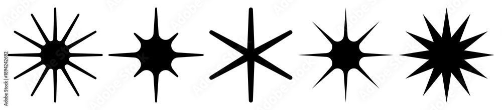 Fototapeta premium PNG Vintage starburst vector icons, element set on transparent background