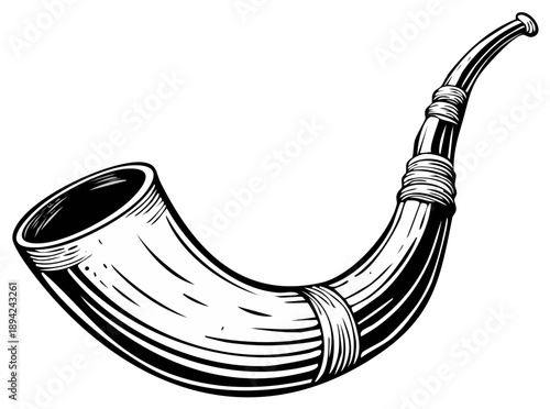Vintage Hunting Horn Illustration Symbolizing Music Tradition and Announcement