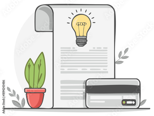 Paying an electricity bill with a credit card concept vector illustration