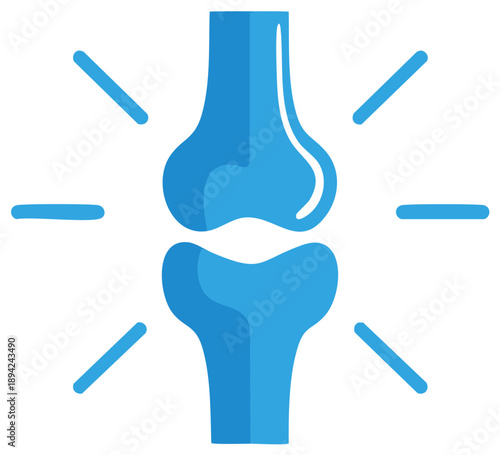 Knee joint icon showing pain, arthritis, or injury. Medical vector illustration for orthopedics.