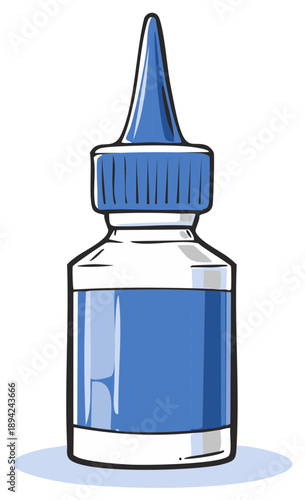Illustration of Glue Bottle Applicator Featuring Blue Elements, Perfect for Art, Craft, or School Supplies