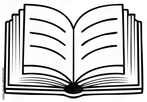 Open book outline with pages and spine, educational, reading concept, literature icon