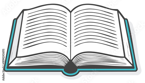 Open Book Illustration with Empty Pages for Text, Novel or Poem Display