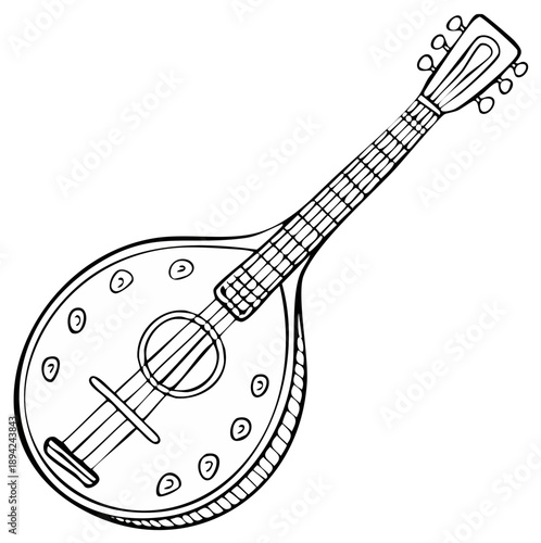 Outline Drawing of a Mandolin Musical Instrument