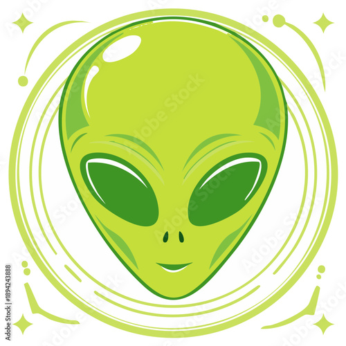 Extraterrestrial Alien Head with Glowing Orbits - Sci-Fi Creature Illustration