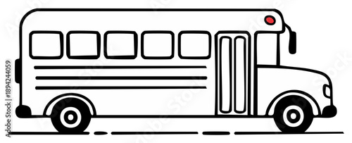 Simple Outline Drawing of a Yellow School Bus with Windows and Wheels