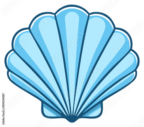 Illustration of a blue seashell or clam with a light blue gradient, cartoon style