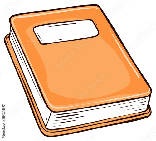 Orange Hardcover Book with Blank Label Illustration for Education and Study