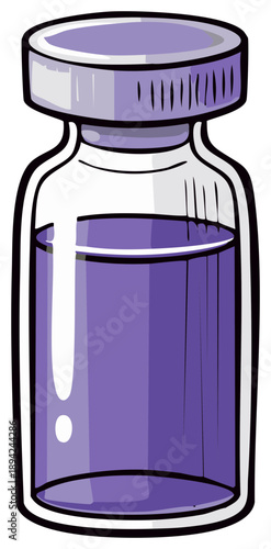 Purple Liquid in Cartoon Medical Vial for Treatment or Medicine Injection