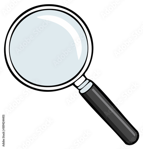 Magnifying Glass Illustration: Search Tool, Detective Equipment, Close-Up Investigation, Clarity Icon