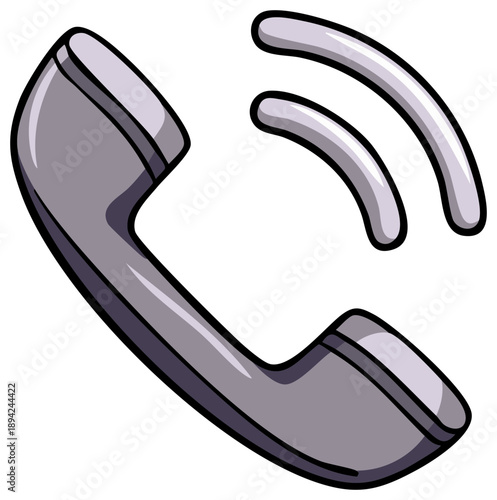 Classic Telephone Handset with Sound Waves Depicting Ringing and Communication