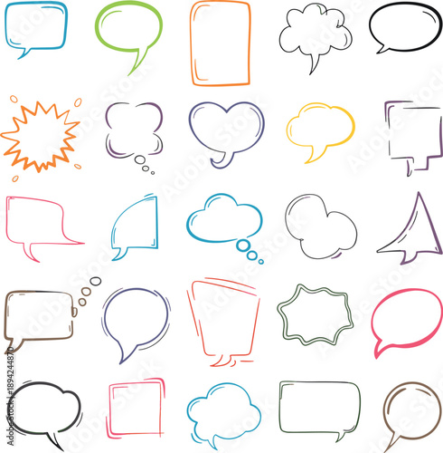 Colorful Speech and Thought Bubble Set for Comic, Chat, and Design Projects