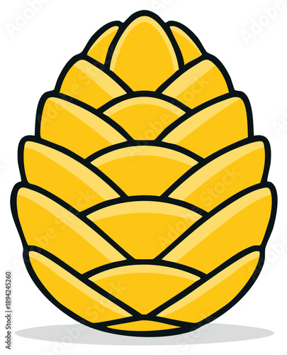 Bright Yellow Stylized Hop Cone or Pinecone Illustration