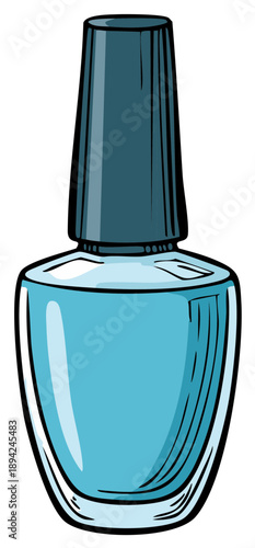 Cartoon Nail Polish Bottle with Light Blue Lacquer Beauty Product