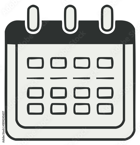 Illustration of a calendar icon. Hand-drawn style appointment scheduling.
