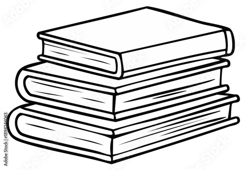 Stacked Books Outline Simple Educational Concept Monochrome Classic Stacked Textbooks Illustration