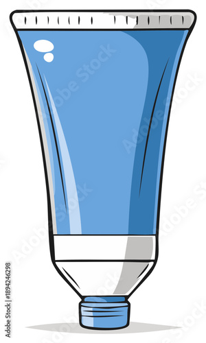 Light blue tube: Cream, lotion or gel container, clean and empty with shadows, packaging