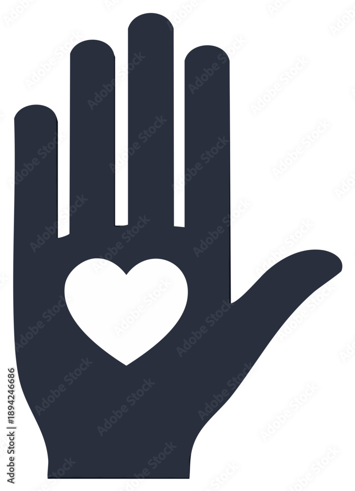 Obraz premium Hand with Heart Symbol Representing Love, Care, and Support - Graphic Icon