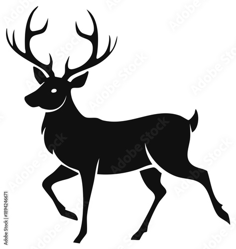 Elegant Stag Silhouette Majestic Antlers Walking Confidently Powerful Animal Symbol
