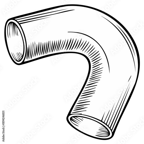 Elbow Pipe Fitting with Hatching Detail