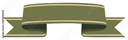 Elegant Olive Green Striped Wavy Ribbon Banner Placeholder Graphic