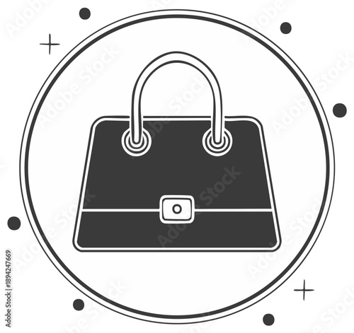 Elegant Stylish Handbag: Fashionable Accessory in Circular Frame - Design Template