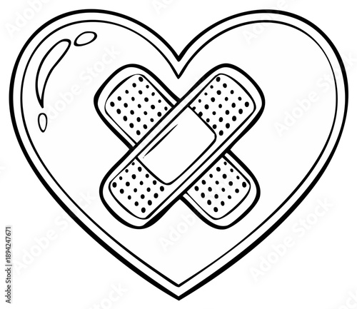 Heart Symbol with Cross Bandages Healing Concept Illustration