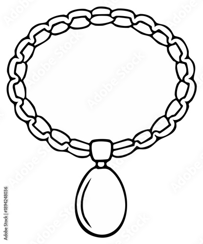 Necklace with pendant jewelry line art illustration
