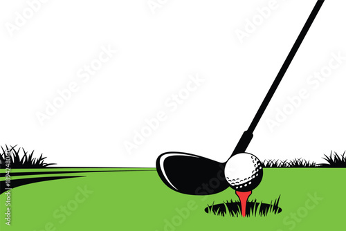 Golf Club Ready to Hit Ball on Green Course, sports precision concept with copy space