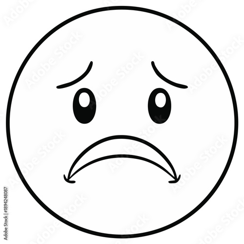 Sad Emoji Depressed Face Outline Round Circle Vector Illustration Graphic Design