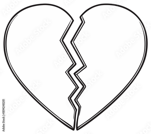 Broken heart graphic illustration, love symbol